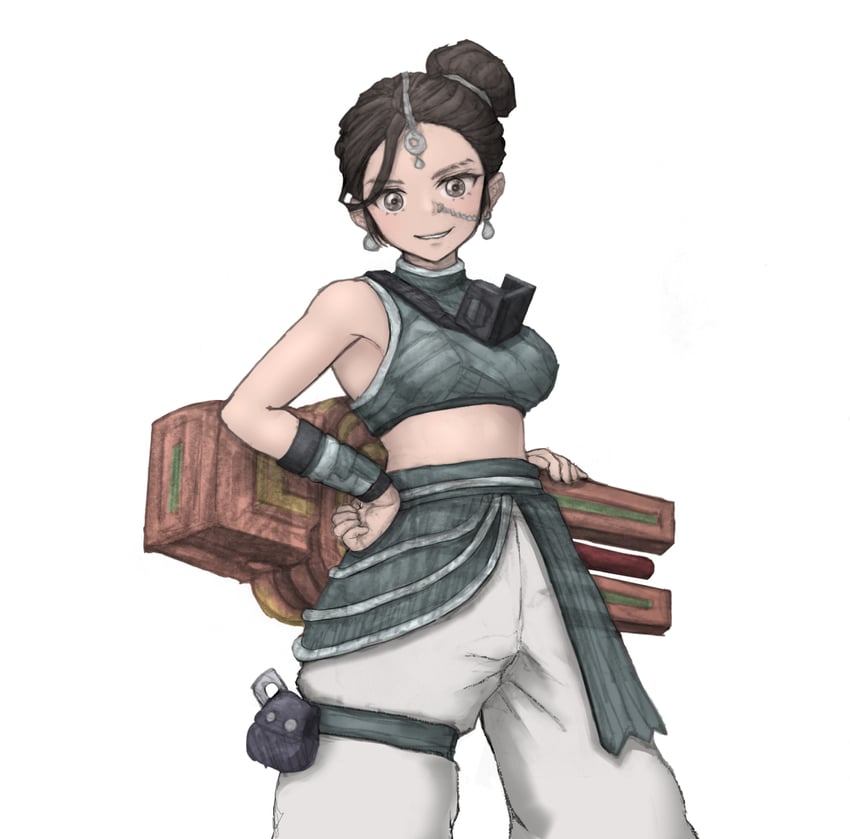 rampart and sari not sari rampart (apex legends) drawn by mitsu_(komainumilk)