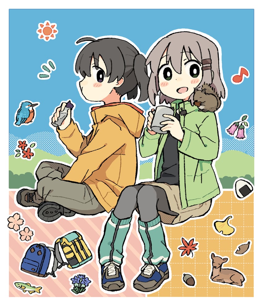 yukimura aoi and kuraue hinata (yama no susume) drawn by fumiko_(rubra_plumeria)