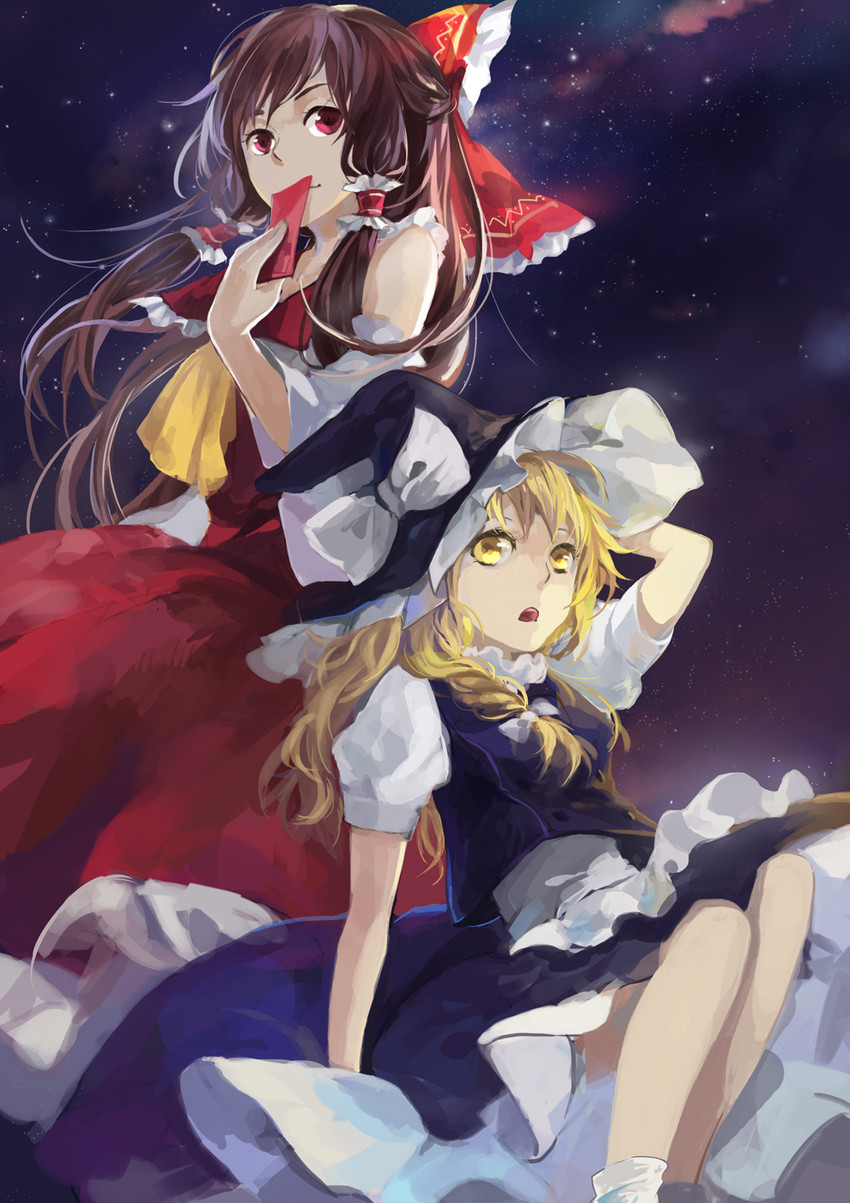 hakurei reimu and kirisame marisa (touhou) drawn by atun_(kylove33)