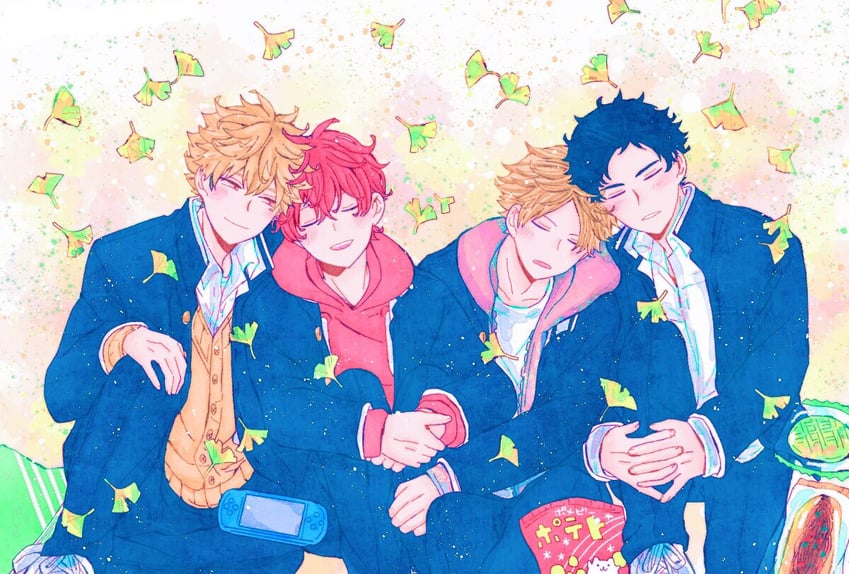 satou mafuyu, kashima hiiragi, yagi shizusumi, and yoshida yuki (given) drawn by bibibimix39