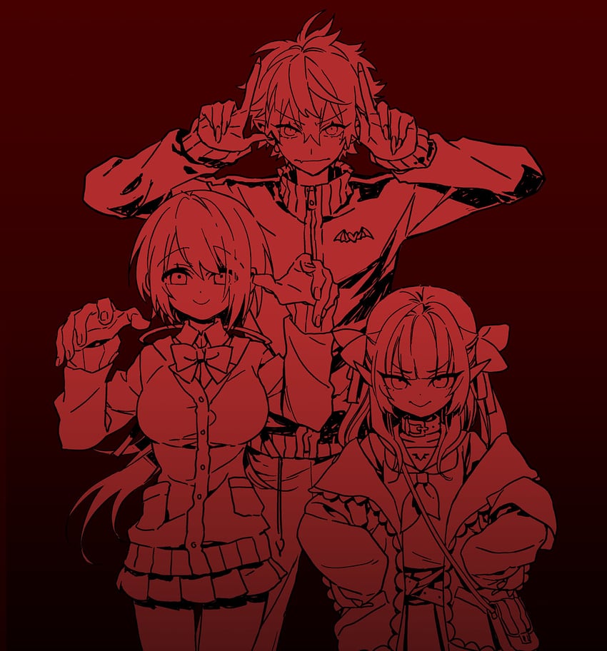 makaino ririmu, shiina yuika, and kuzuha (nijisanji) drawn by yuki_riko