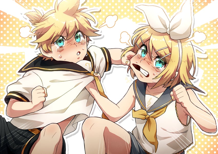 kagamine rin and kagamine len (vocaloid) drawn by yaruse_nai_(minri)