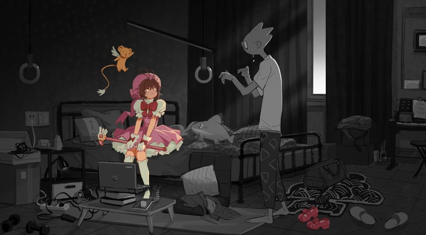 kinomoto sakura and kero (cardcaptor sakura) drawn by jile_jingtu