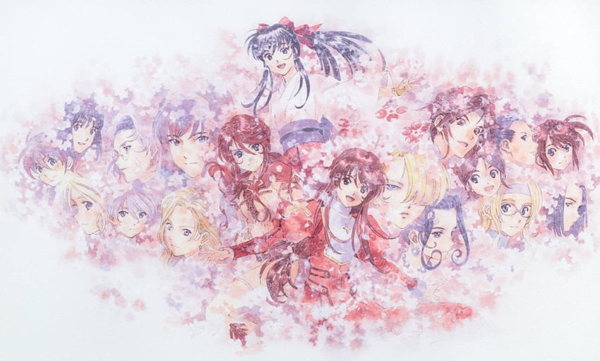 shinguuji sakura, kanzaki sumire, erica fontaine, iris chateaubriand, ri kouran, and 13 more (sakura taisen and 3 more) drawn by matsubara_hidenori