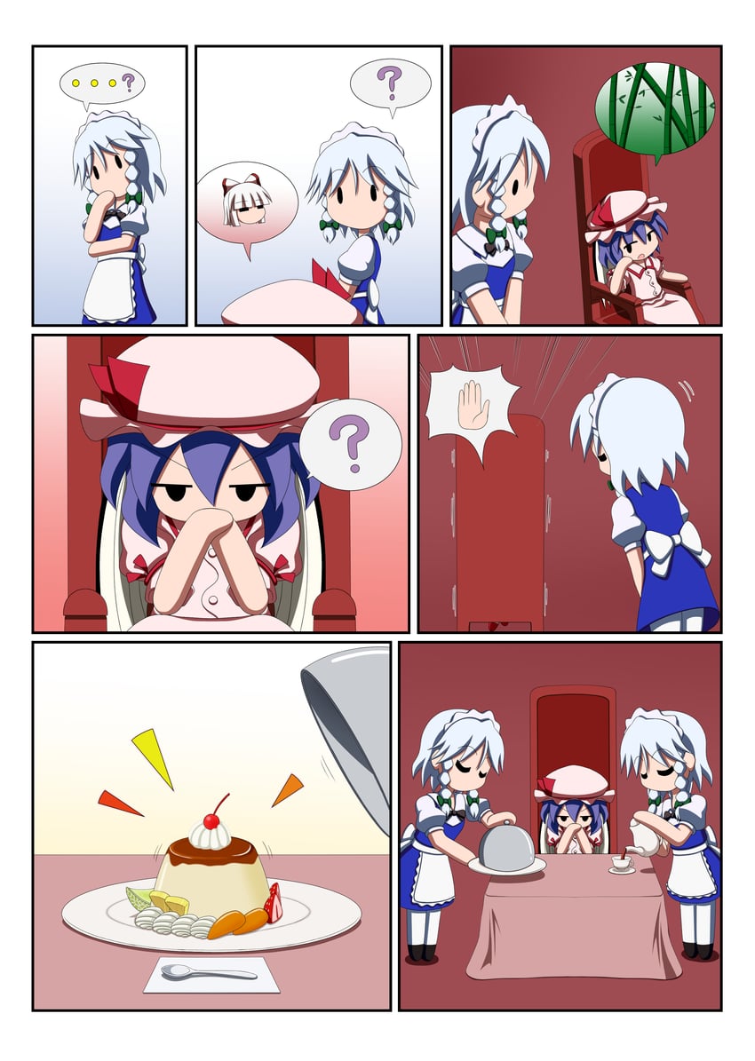 remilia scarlet, izayoi sakuya, and fujiwara no mokou (touhou) drawn by rakugaki-biyori