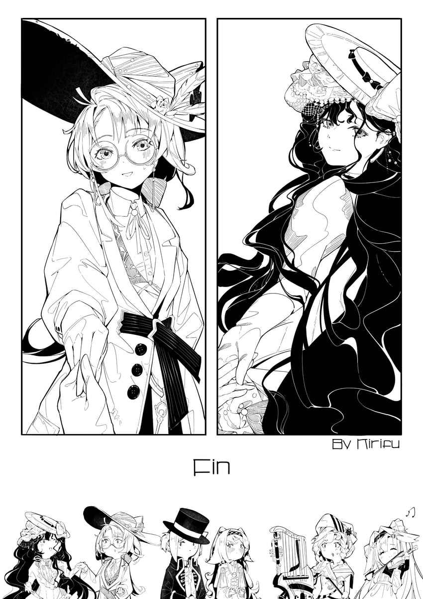 vertin, sonetto, isolde, kakania, voyager, and 1 more (reverse:1999) drawn by kirifu_(kirifu114514)