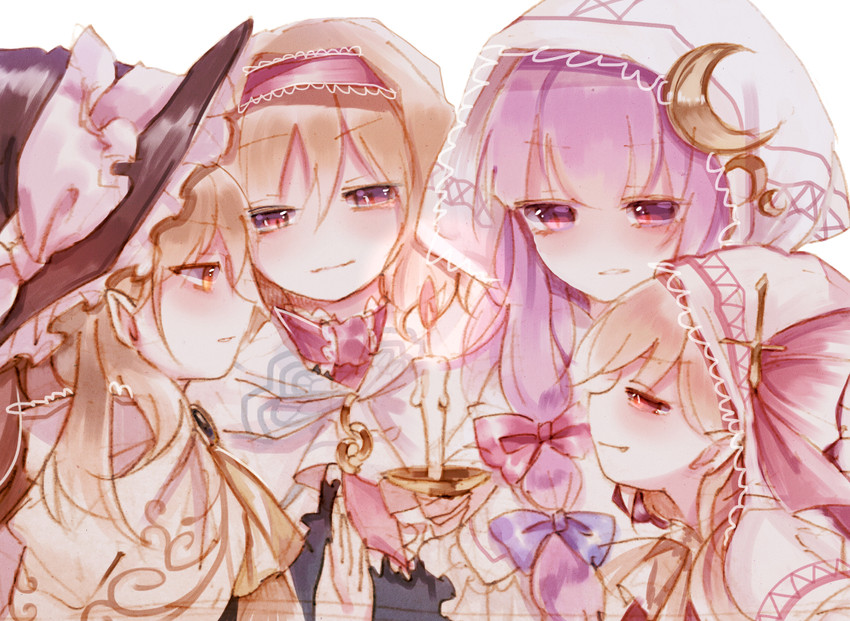 kirisame marisa, flandre scarlet, alice margatroid, and patchouli knowledge (touhou) drawn by sorani_(kaeru0768)