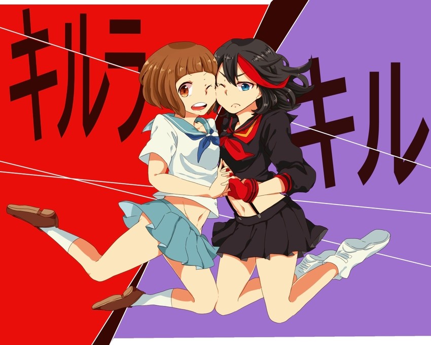 matoi ryuuko, senketsu, and mankanshoku mako (kill la kill) drawn by sanitigo