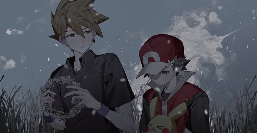 red and blue oak (pokemon and 1 more) drawn by x_grlo4