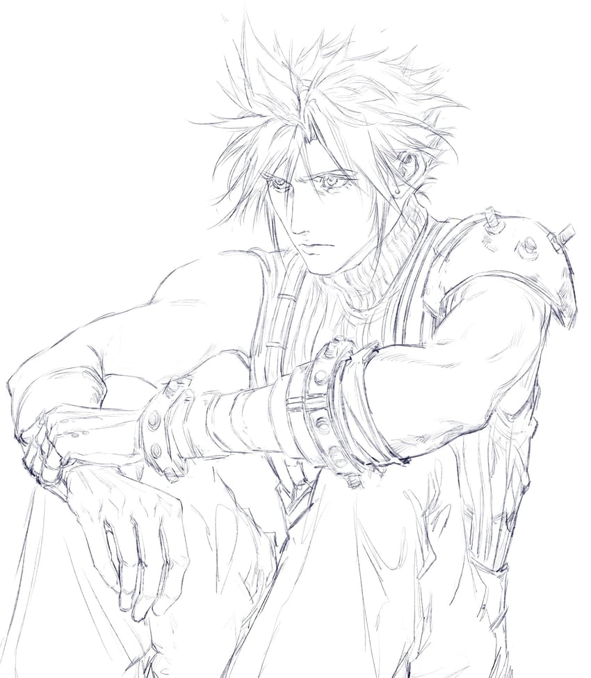 cloud strife (final fantasy and 1 more) drawn by gx8439440115311