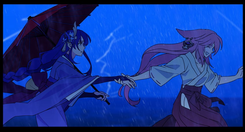 raiden shogun and yae miko (genshin impact) drawn by pnrcs2