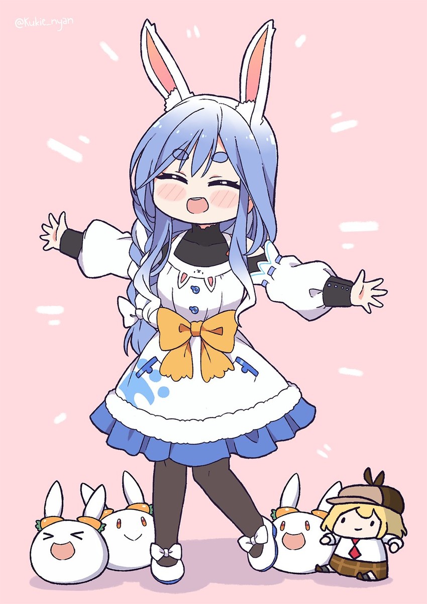 watson amelia, pekomama, pekomon, and smol ame (hololive and 1 more) drawn by kukie-nyan