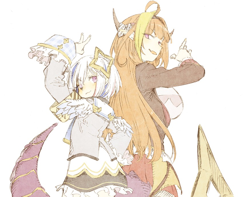 amane kanata and kiryu coco (hololive) drawn by abara_heiki