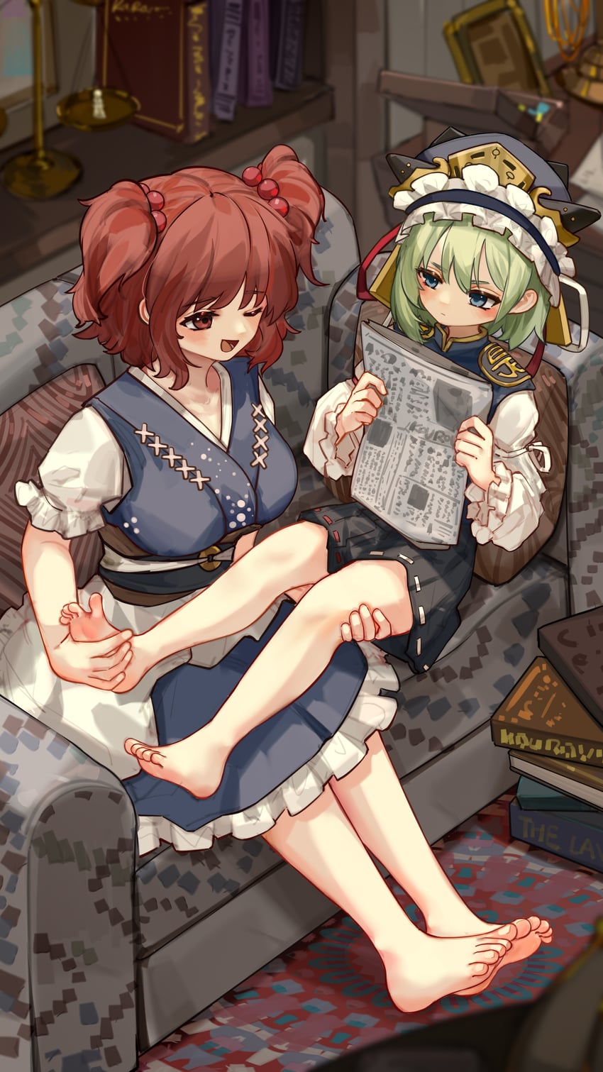 shiki eiki and onozuka komachi (touhou) drawn by kourou_(kouroukun)