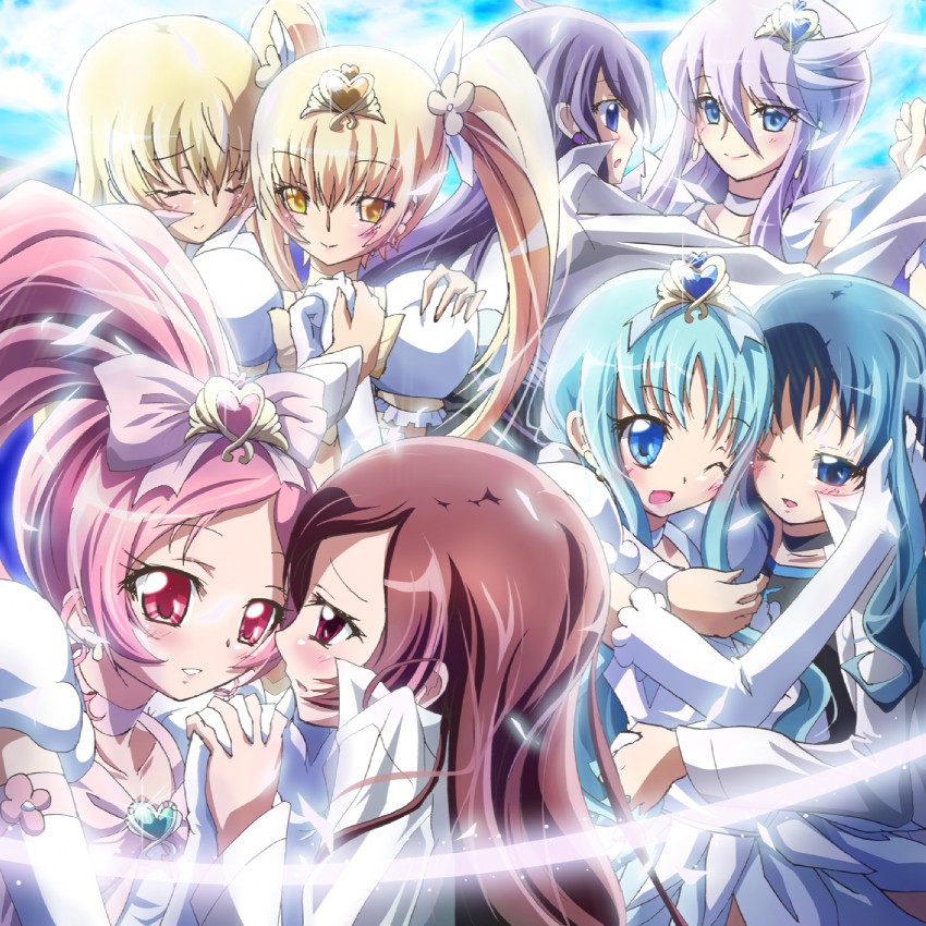 kurumi erika, hanasaki tsubomi, tsukikage yuri, myoudouin itsuki, cure marine, and 7 more (precure and 1 more) drawn by inoshishi_(ikatomo)