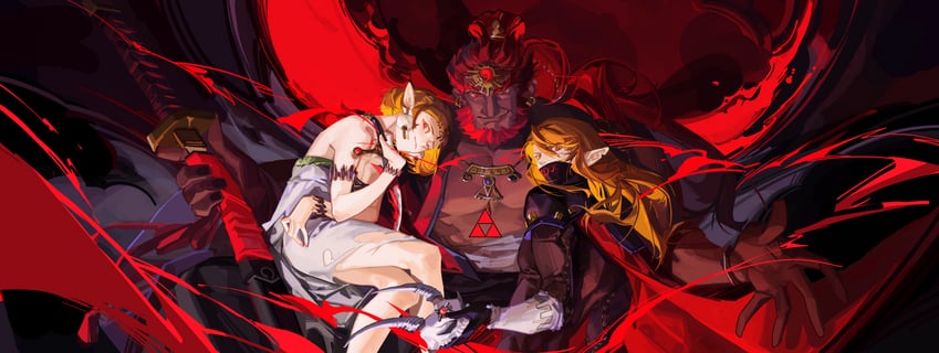 link, princess zelda, ganondorf, and phantom ganon (the legend of zelda and 1 more) drawn by sin_node