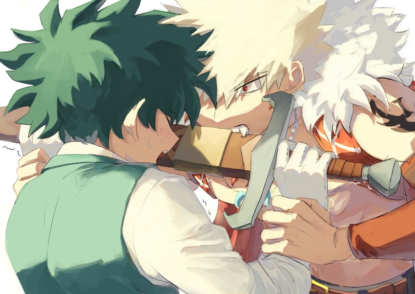 midoriya izuku and bakugou katsuki (boku no hero academia) drawn by dtd_mha