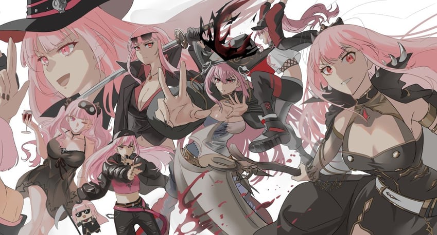 mori calliope and smol calli (hololive and 2 more) drawn by set7