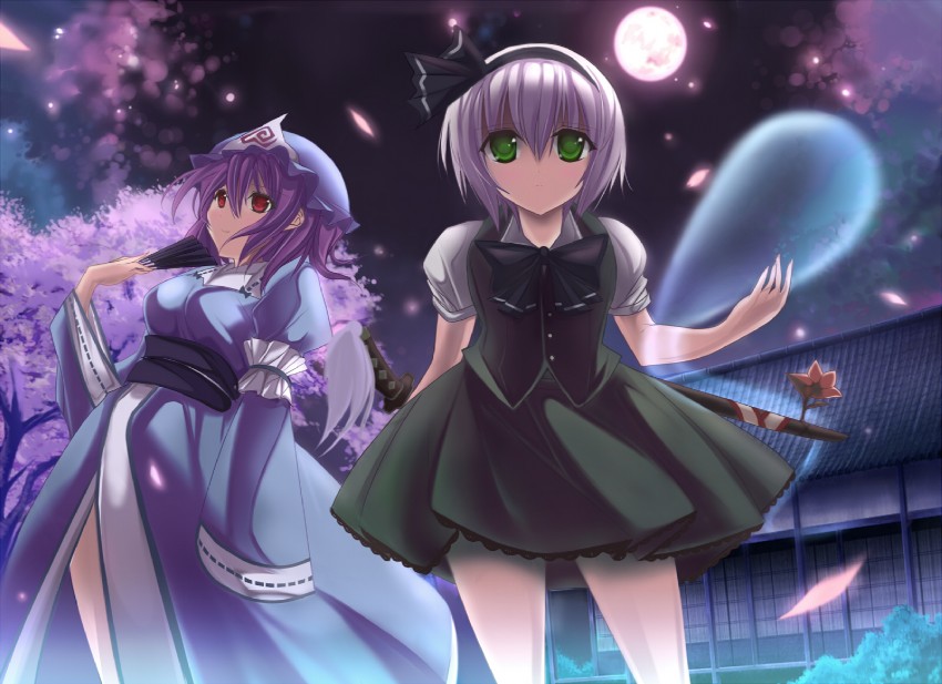 konpaku youmu and saigyouji yuyuko (touhou) drawn by marionette_(excle)