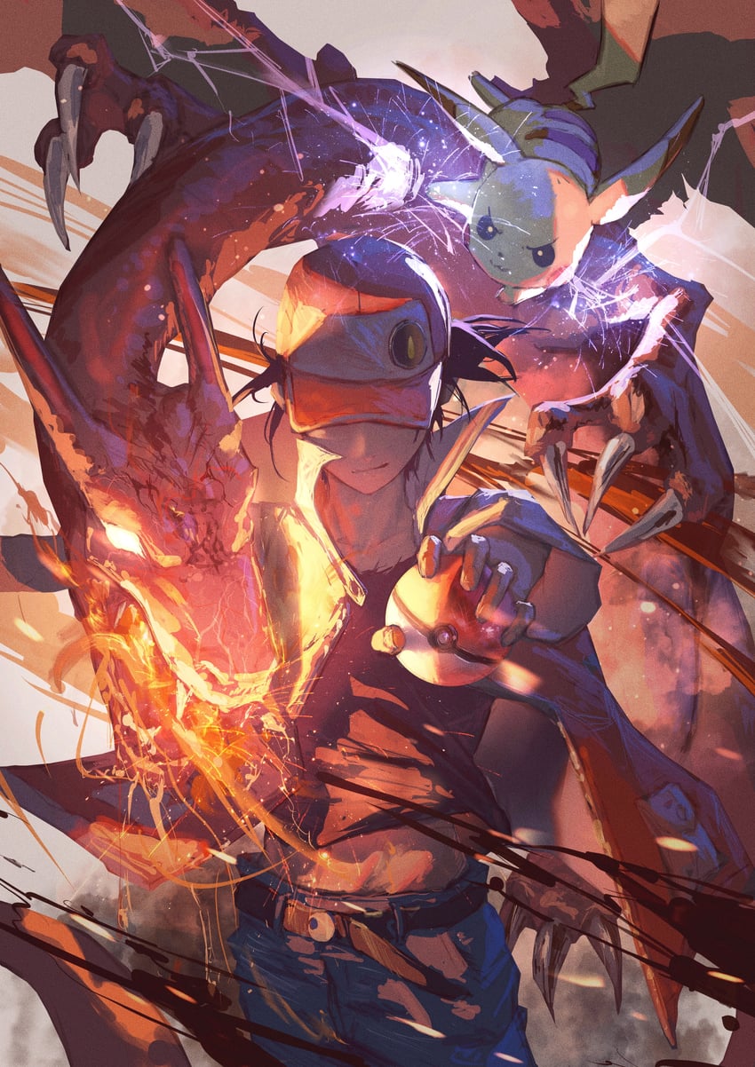 pikachu, red, and charizard (pokemon and 1 more) drawn by neg_(101neg)
