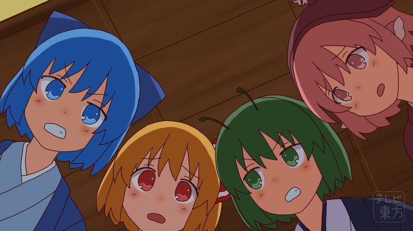 cirno, rumia, mystia lorelei, and wriggle nightbug (touhou and 1 more) drawn by totoharu_(kujirai_minato)