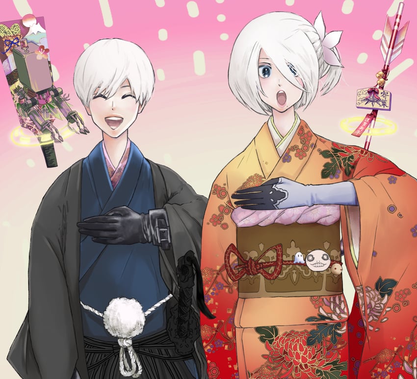 2b, 9s, pod, and emil (nier and 1 more) drawn by myk88488062