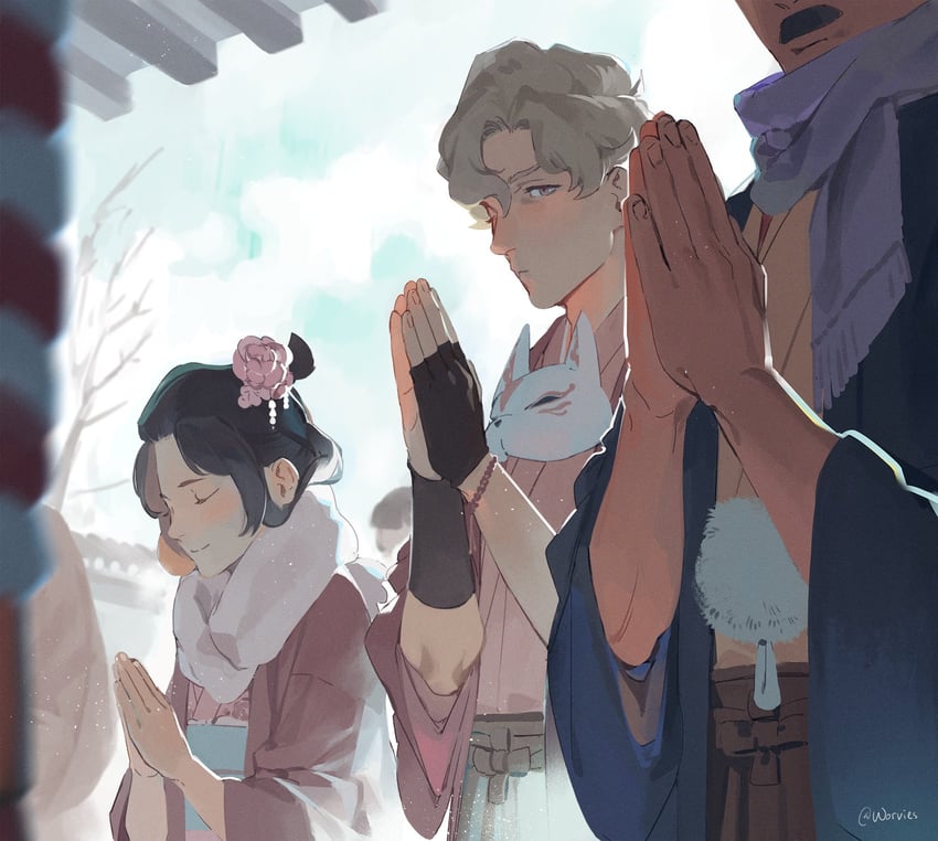 herlock sholmes, susato mikotoba, and yujin mikotoba (ace attorney and 1 more) drawn by worvies