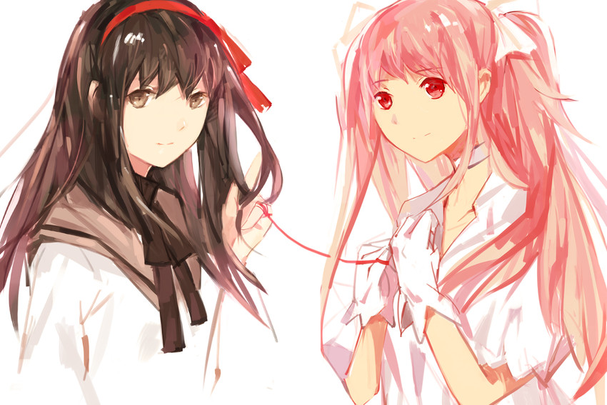 akemi homura, kaname madoka, and ultimate madoka (mahou shoujo madoka magica) drawn by road_233