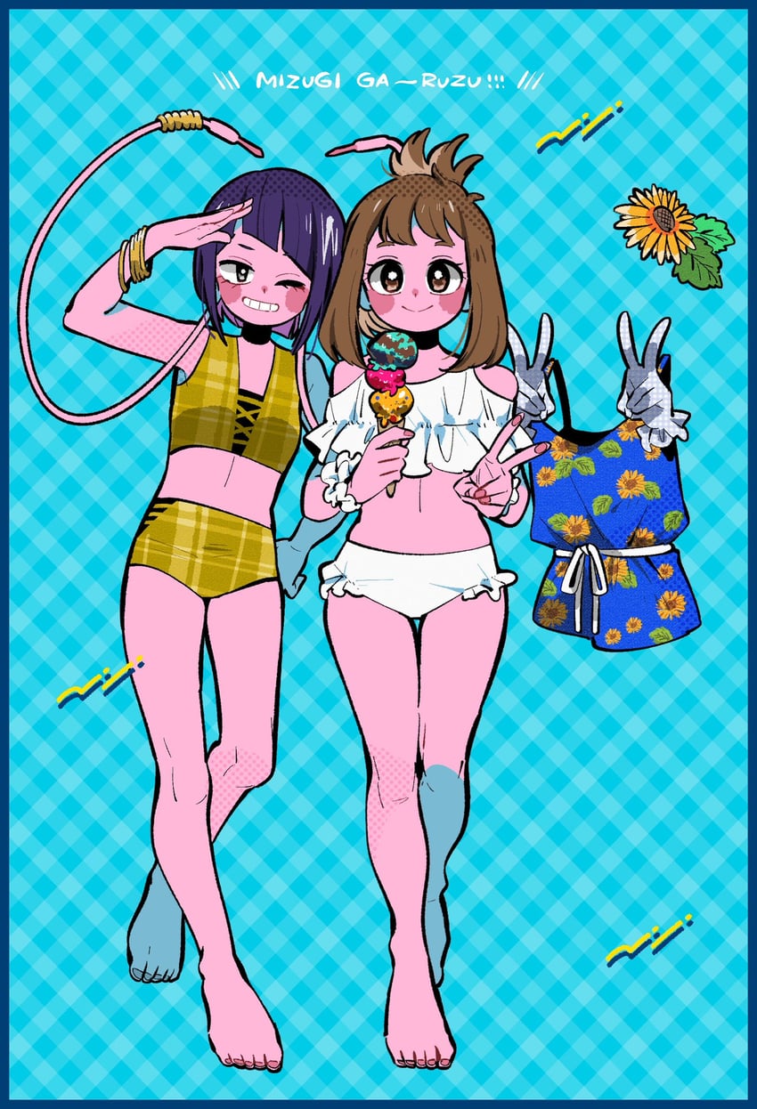 uraraka ochaco, jiro kyoka, and hagakure toru (boku no hero academia) drawn by anna_(aannnaa3)