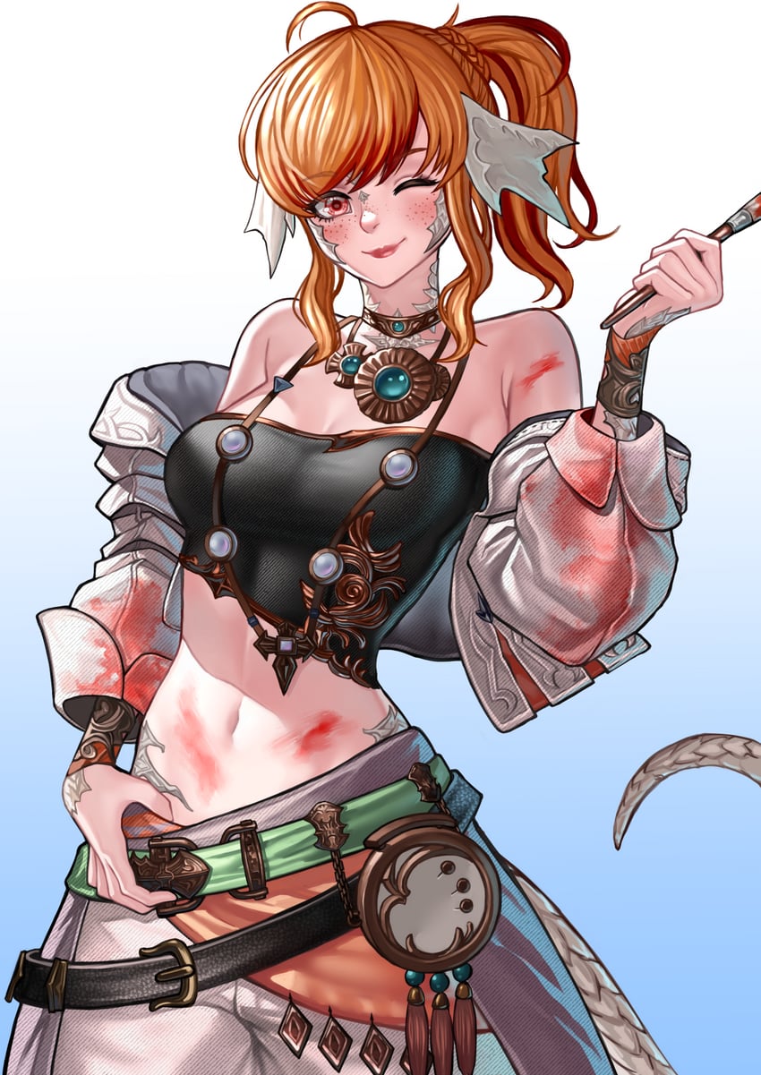 warrior of light and pictomancer (final fantasy and 1 more) drawn by hyuu_(sing-dog)