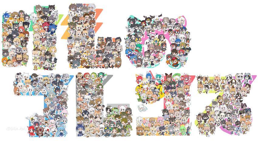 serval, common raccoon, fennec, shoebill, silver fox, and 354 more (kemono friends) drawn by tatsuno_newo