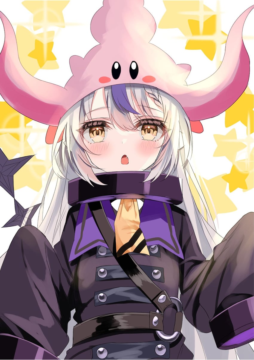 kirby and la+ darknesss (hololive and 1 more) drawn by sakutuki