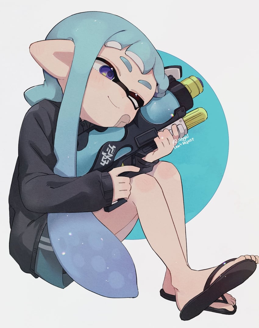 inkling player character and inkling girl (splatoon and 1 more) drawn by sabata_saba