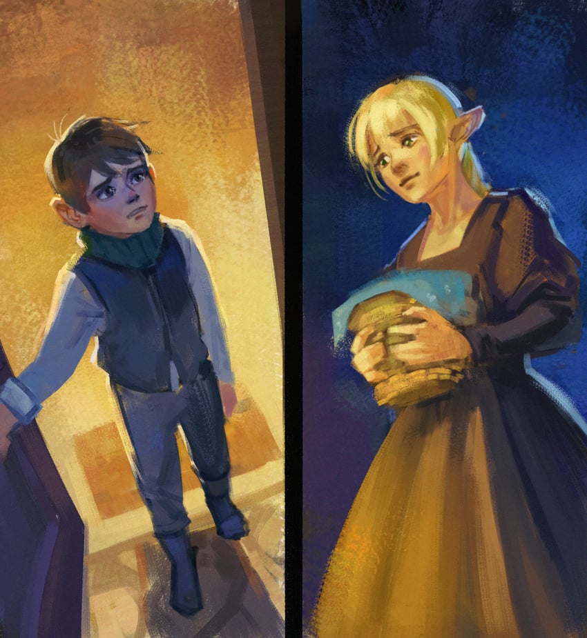 marcille donato and chilchuck tims (dungeon meshi) drawn by artzel19