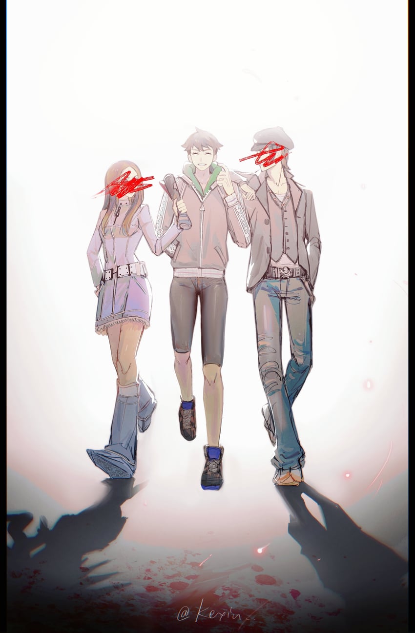 demi-fiend, tachibana chiaki, and nitta isamu (shin megami tensei and 1 more) drawn by kexiu