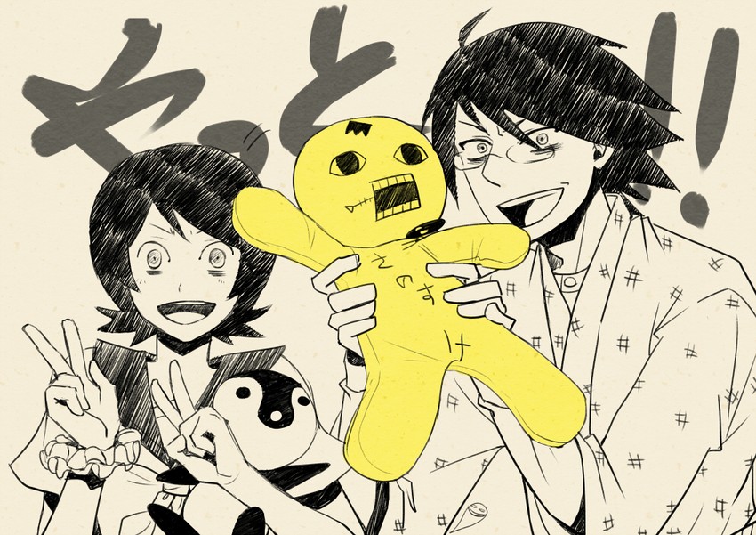 itoshiki nozomu, hitou nami, and sanosuke (sayonara zetsubou sensei) drawn by yuli_(yuli0212)