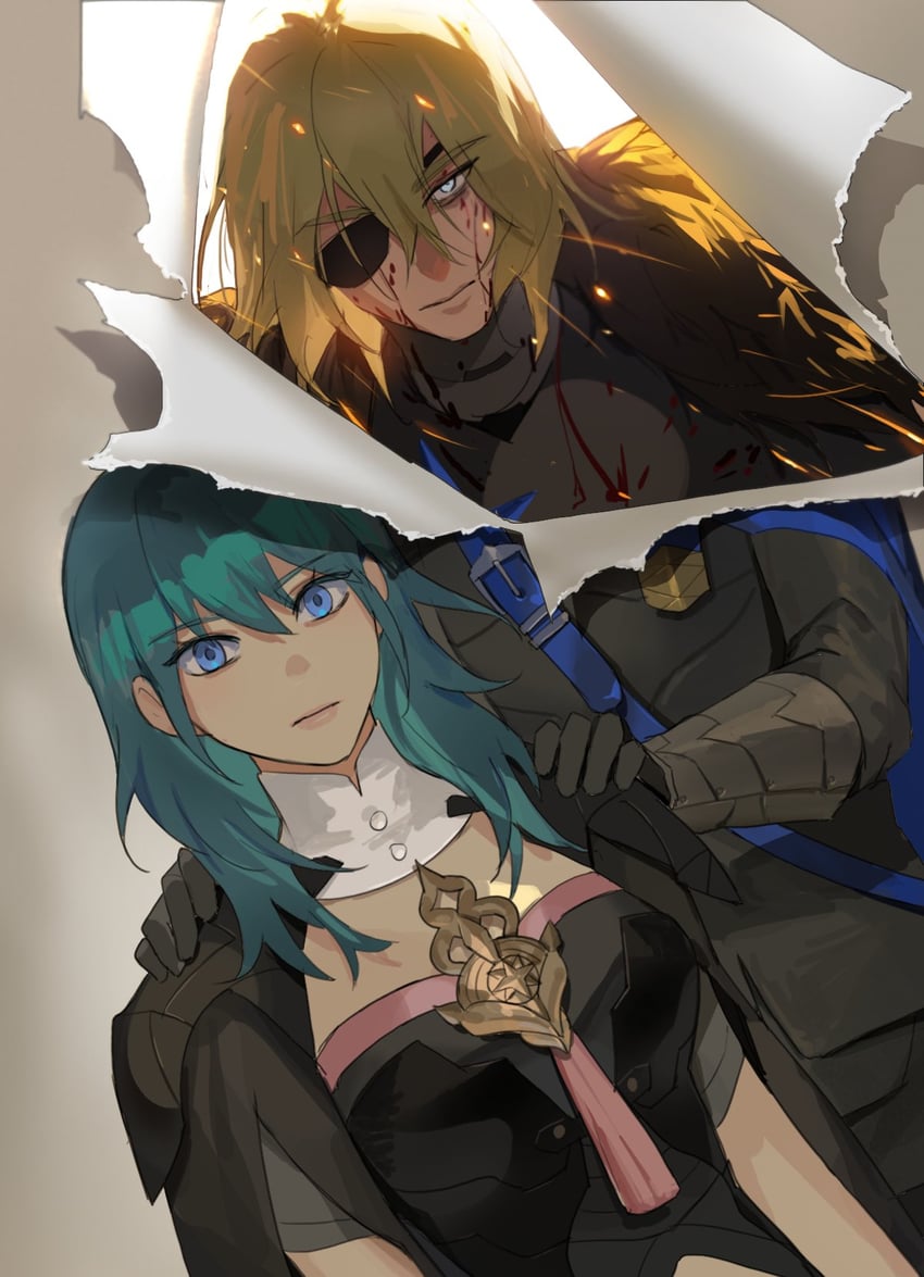 female byleth and dimitri alexandre blaiddyd (fire emblem and 1 more) drawn by pleasebemine00