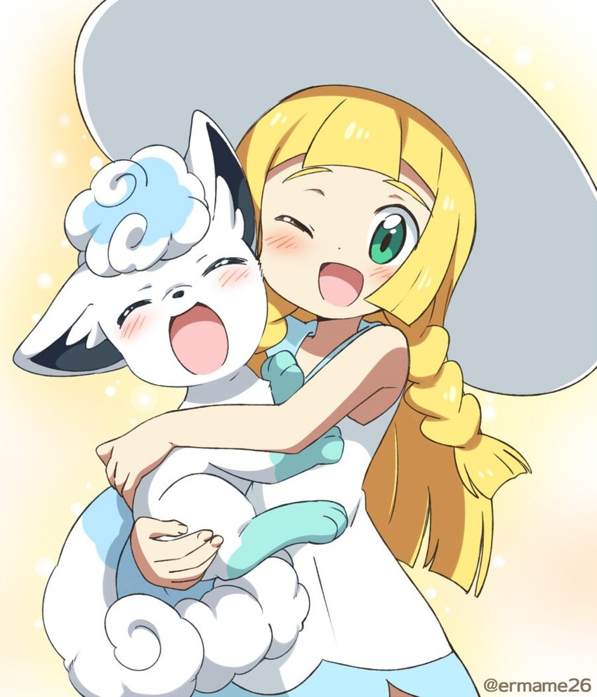 lillie and alolan vulpix (pokemon and 1 more) drawn by eromame