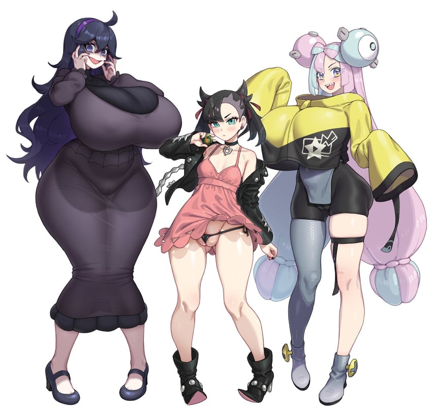 marnie, iono, and hex maniac (pokemon and 3 more) drawn by xiangzi_box
