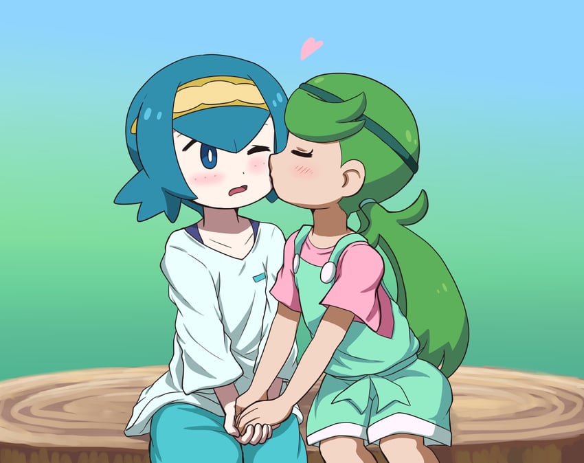 lana and mallow (pokemon and 1 more) drawn by takamame
