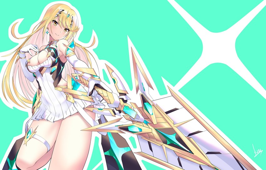 mythra (xenoblade chronicles and 1 more) drawn by daive