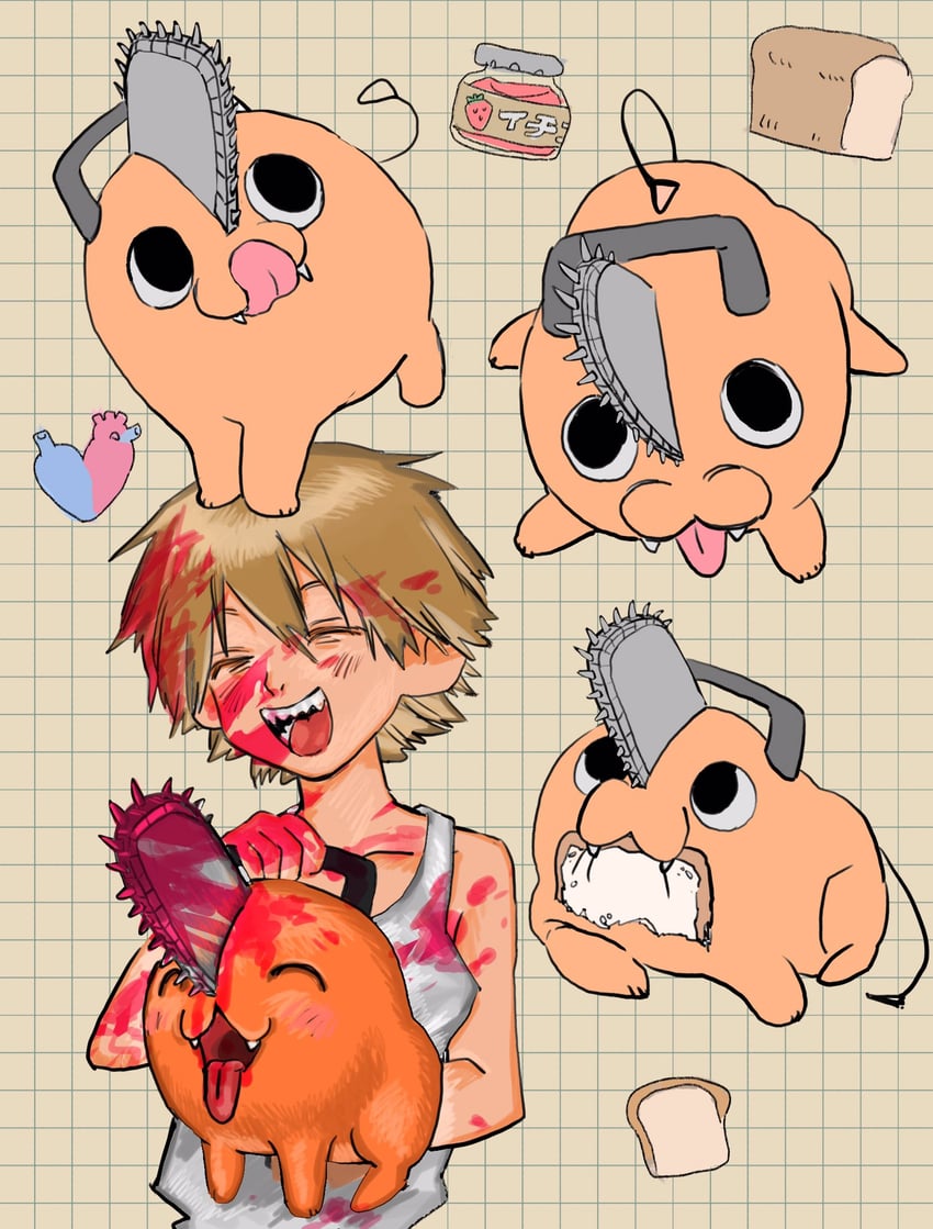 denji and pochita (chainsaw man) drawn by poin_(goruchopame)