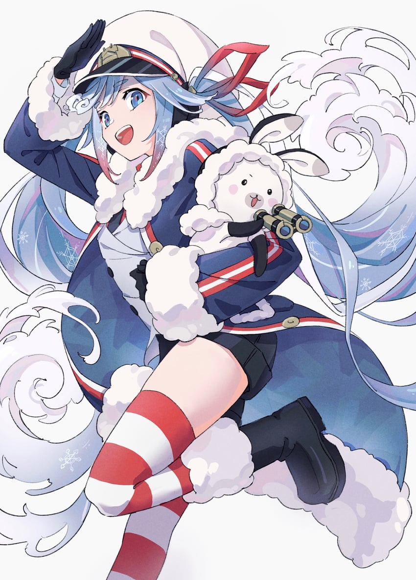 hatsune miku, yuki miku, and rabbit yukine (vocaloid) drawn by mele_ck