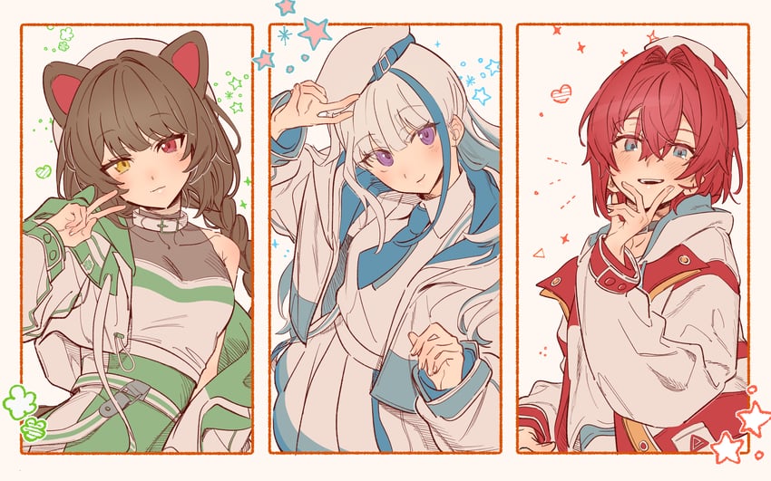 lize helesta, ange katrina, and inui toko (nijisanji) drawn by agemono_ume