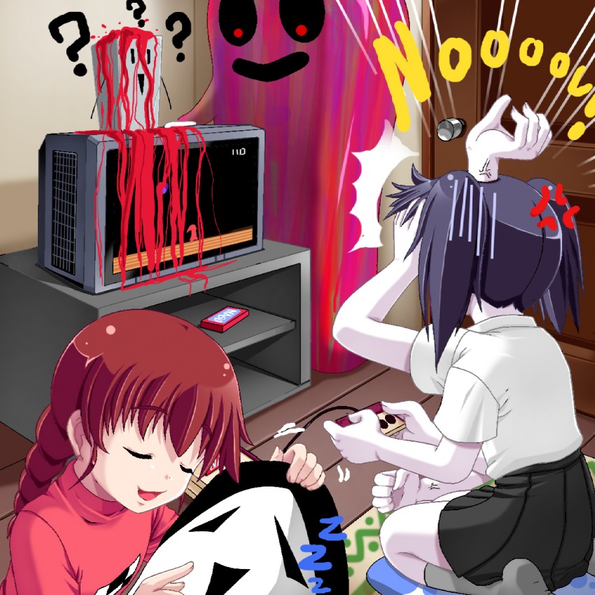 madotsuki, monoko, uboa, kyukkyu-kun, tokuto-kun, and 1 more (yume nikki) drawn by rapama