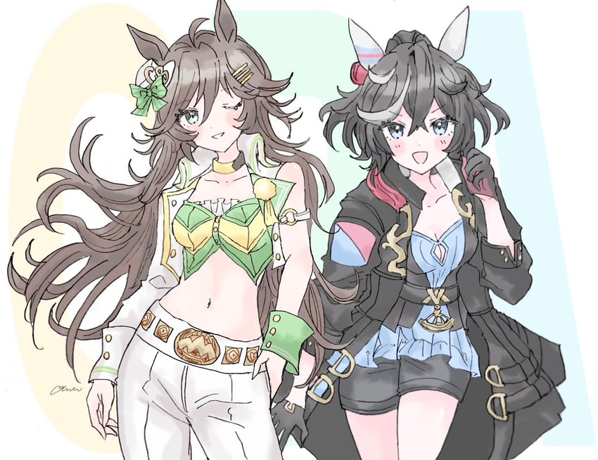 mr. c.b. and katsuragi ace (umamusume) drawn by o_(_oomua)