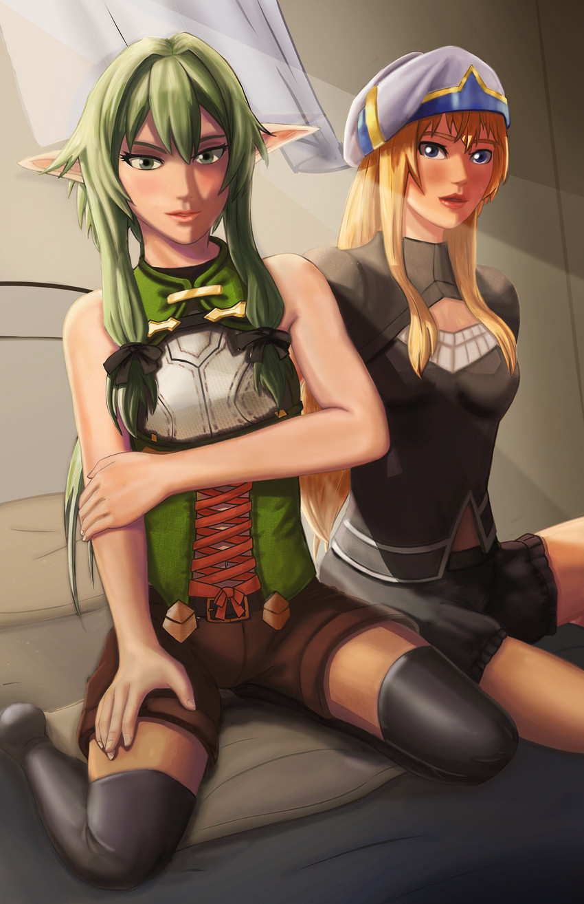 priestess and high elf archer (goblin slayer!) drawn by aznmega