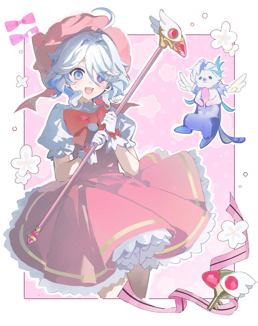 furina, kinomoto sakura, neuvillette, and leisurely otter (genshin impact and 1 more) drawn by yuki_(miyuki_kii)