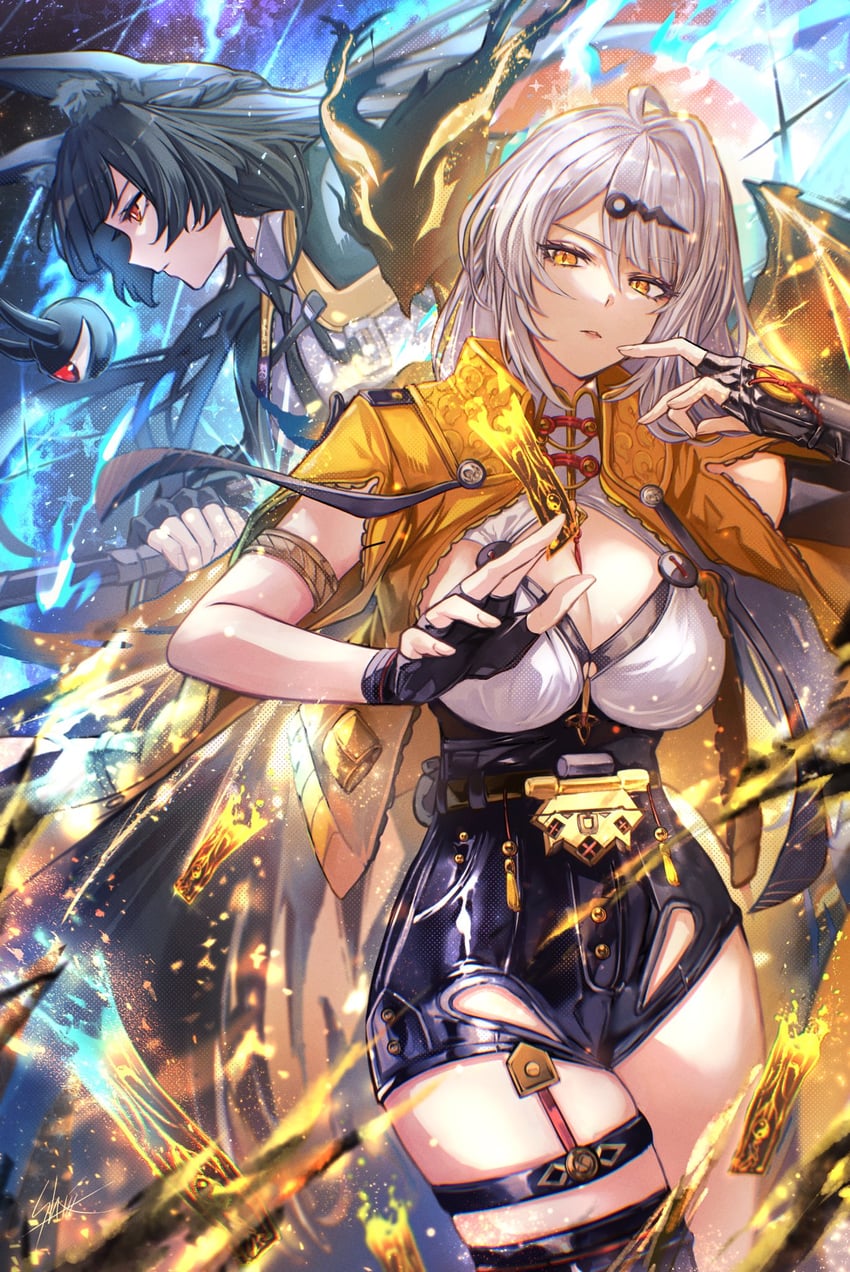 hoshimi miyabi, yixuan, and tailless (zenless zone zero) drawn by yoru_shiki