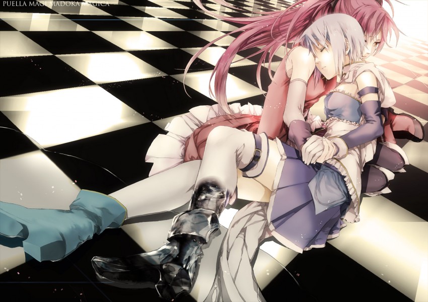 miki sayaka and sakura kyoko (mahou shoujo madoka magica) drawn by hitaki_azami